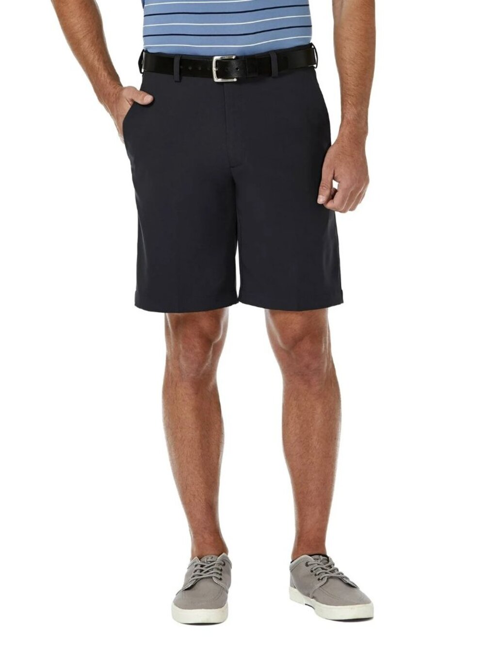 New Men's Haggar Cool Pro 18 Gabardine Performance Shorts Size W38 9" Black